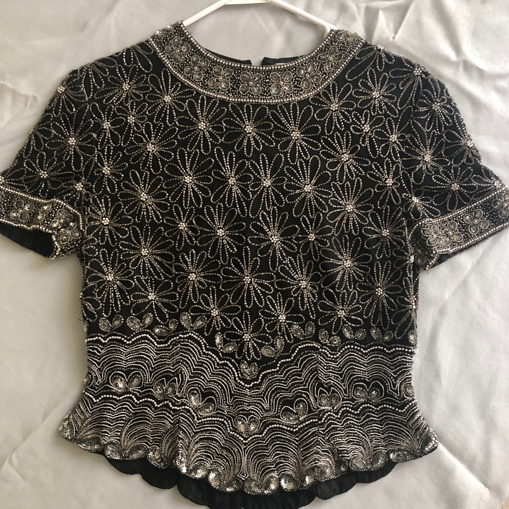 perfect condition full-zip beaded top